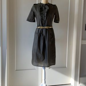 Burberry London Size 4 (US) Ruffled dress with epaulettes. Made in Italy